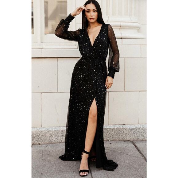 Baltic Born Dresses & Skirts - Baltic Born black Abigail sequin v neck Sparkle Gown maxi dress size XL NWT